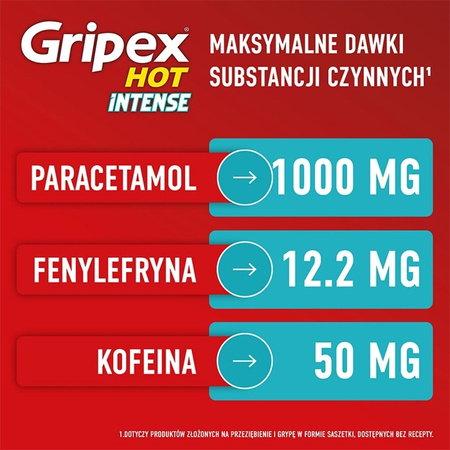 Gripex HOT INTENSE, 1g+50mg+12,2mg, 12 saszetek