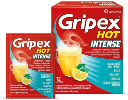 Gripex HOT INTENSE, 1g+50mg+12,2mg, 12 saszetek