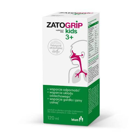ZATOGRIP Kids 3+ syrop smak malinowy 120 ml