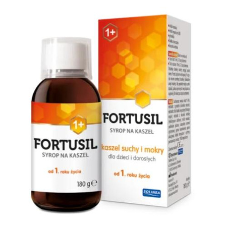 Fortusil Syrop na kaszel suchy i mokry z miodem manuka, 180 g od 1 roku życia .