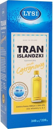 Tran Islandzki LYSI cytrynowy 240ml