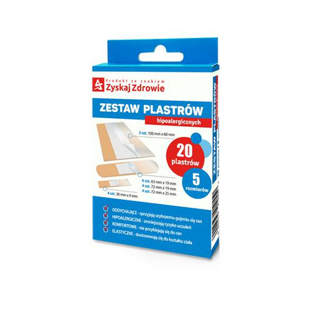 Plastry hipoalergiczne Zyskaj Zdrowie x 20 sztuk DATA WAŻNOŚCI 31.12.2025