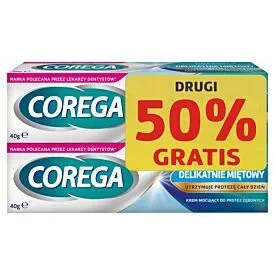 Corega Krem ExtraStrong do protez zębowych delikatnie miętowy 2 x 40 g