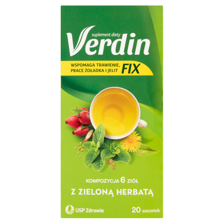 VERDIN FIX Z ZIELONA HERBATĄ HERBATKA SASZETKI x 20 sztuk 