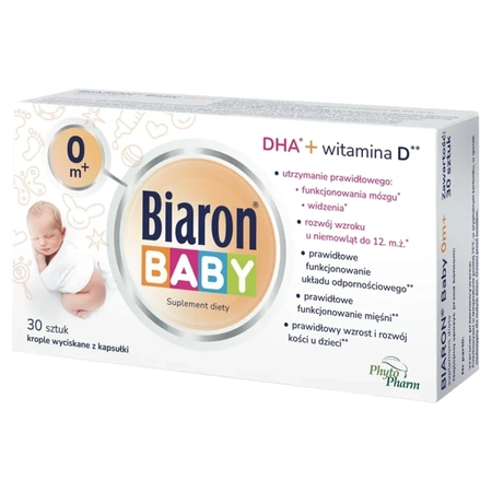 Biaron Baby 0m+, dla dzieci od urodzenia, 30 kapsułek twist-off 