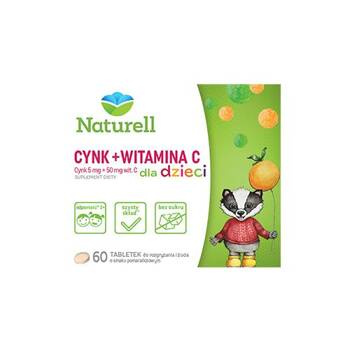 Naturell Cynk + Witamina C dla dzieci, 60 tabletek do żucia