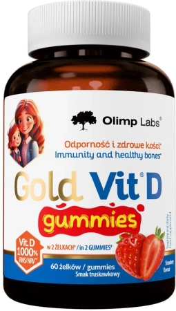 Olimp Gold Vit D Witamina D w żelkach smak truskawkowy, 60 szt.