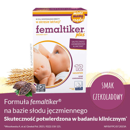 femaltiker® plus – wsparcie organizmu kobiety w okresie laktacji, smak czekoladowy, 12 saszetek