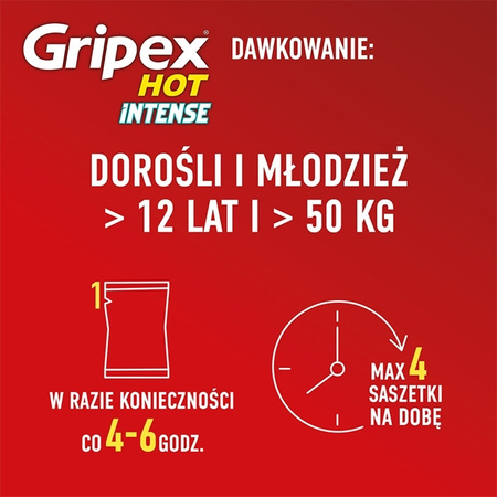 Gripex HOT INTENSE, 1g+50mg+12,2mg, 12 saszetek