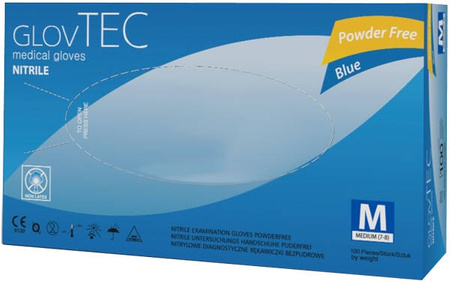 Glovtec Rękawice nitrylowe bezpudrowe blue rozmiar M 100 sztuk