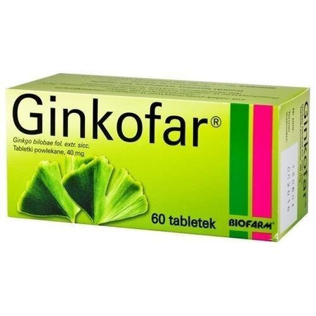 Ginkofar 40mg x 60 tabl.powl. DATA WAŻNOŚCI 30.11.2025