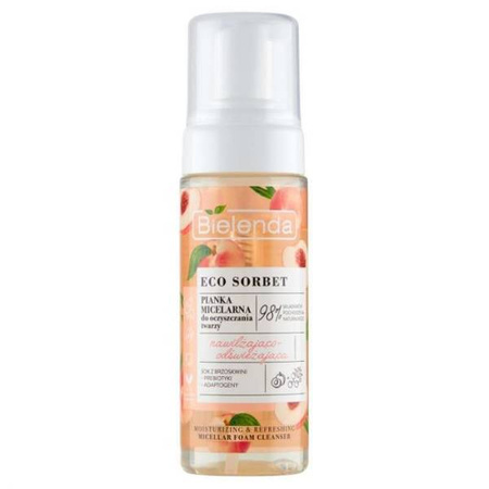 BIELENDA ECO SORBET Brzoskwinia, Pianka micelarna nawilżająco - odświeżająca, 150 ml