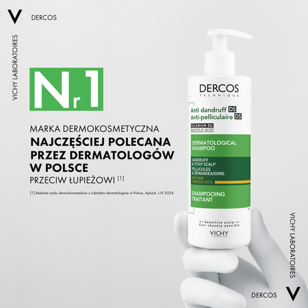 VICHY DERCOS Szampon przeciwłupieżowy do włosów suchych 390 ml