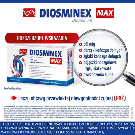 Diosminex Max 1000 mg, 30 tabletek powlekanych