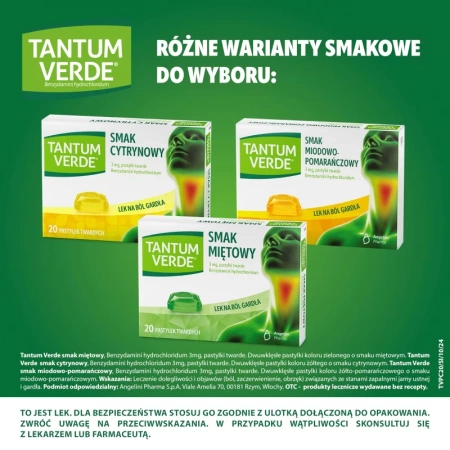 Tantum Verde 3 mg, smak cytrynowy 20 pastylek