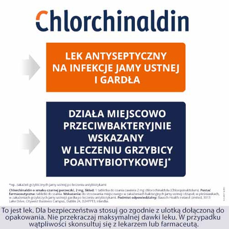 Chlorchinaldin czarna porzeczka x 40 tabletek 