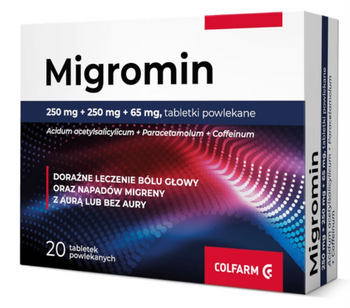 Migromin 250mg+250mg+65mg  20 tabletek