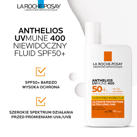 LA ROCHE-POSAY Anthelios Niewidoczny Fluid SPF50+, 50ml DATA WAŻNOŚCI 30.11.2025