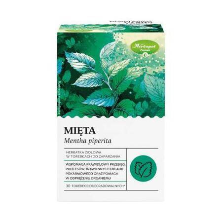 Mięta, herbatka ziołowa w torebkach do zaparzania, 30 torebek