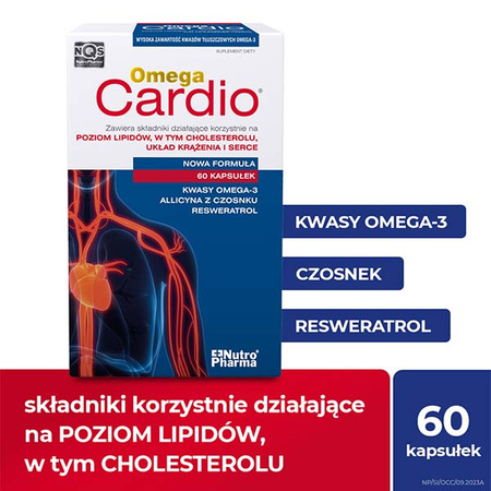 Omega Cardio + Czosnek 60 kapsułek DATA WAŻNOŚCI 28.02.2026