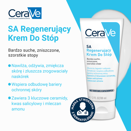 CERAVE SA Regenerujący Krem do stóp 88ml DATA WAŹNOŚCI 31.03.2026