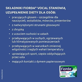 Fiorda VOCAL 30 pastylek do ssania, bez cukru