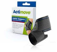 Actimove Ankle Support Stabilizator Stawu Skokowego z Elastycznym Pasem Do Owijania Rozmiar M   Czarny