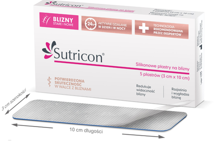 SUTRICON silikonowe plastry na blizny 3x10cm