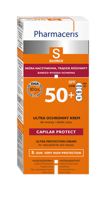 PHARMACERIS S Krem ochronny dla skóry naczynkowej i z trądzikiem różowatym SPF50+, 50ml