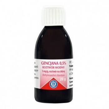 Gencjana 0,5% roztwór wodny roztwór na skórę 20g DATA WAŻNOŚCI 31.03.2026