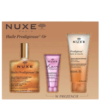 Nuxe ZESTAW Suchy Olejek Or 100ml + szampon 30ml + olejek pod prysznic 100ml
