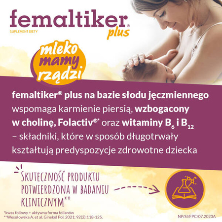 femaltiker® plus – wsparcie organizmu kobiety w okresie laktacji, smak czekoladowy, 12 saszetek