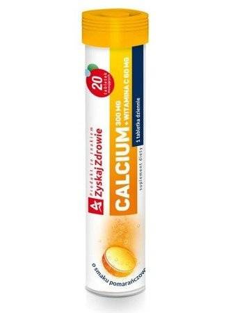 Calcium 300mg + Witamina C 60mg 20 tabletki musujące, Zyskaj Zdrowie