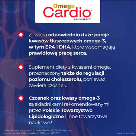 Omega Cardio + Czosnek 60 kapsułek DATA WAŻNOŚCI 30.04.2025