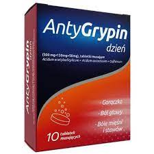 ANTYGRYPIN DZIEŃ (500 mg + 150 mg + 50 mg) x 10 tabletek musujących DATA WAŻNOŚCI 30.11.2025