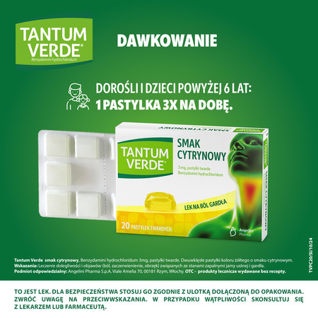 Tantum Verde pastylki smak cytrynowy x 20 sztuk