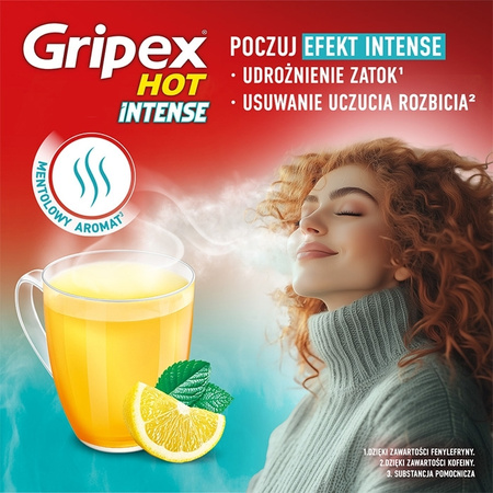 Gripex HOT INTENSE, 1g+50mg+12,2mg, 12 saszetek