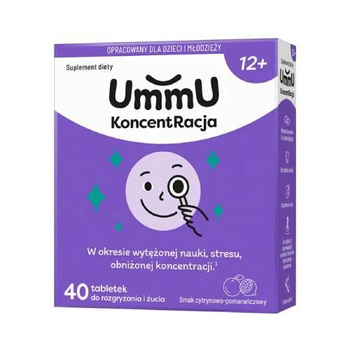 Ummu KoncentRacja 12+, 40 tabletek do rozgryzania  i żucia 