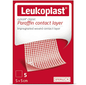 LEUKOPLAT Plaster Cuticell Paraffin 5cm x 5cm , 5 sztuk DATA WAŻNOŚCI 31.10.2025