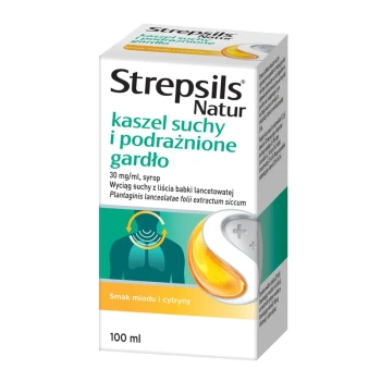 Strepsils Natur kaszel suchy i podrażnione gardło, 30 mg/ml, syrop, 100 ml