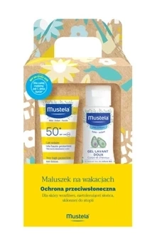 Mustela Zestaw Maluszek Na Wakacjach Żel Do Mycia 100 ml Mleczko SPF 50 40 ml