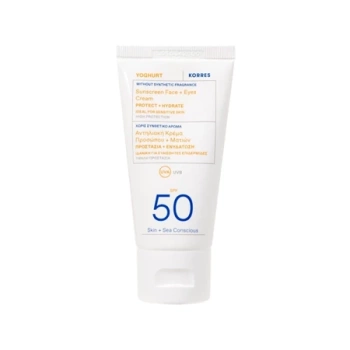 Korres Yoghurt SPF50 – Krem przeciwsłoneczny do twarzy i oczu bez zapachu, 50ml