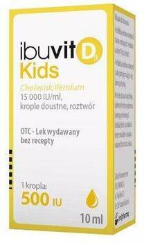 Ibuvit D3 Kids krople doustne roztwór15000I.U/ml 10ml | aptekafragal.pl DATA WAŻNOŚCI 31.12.2025