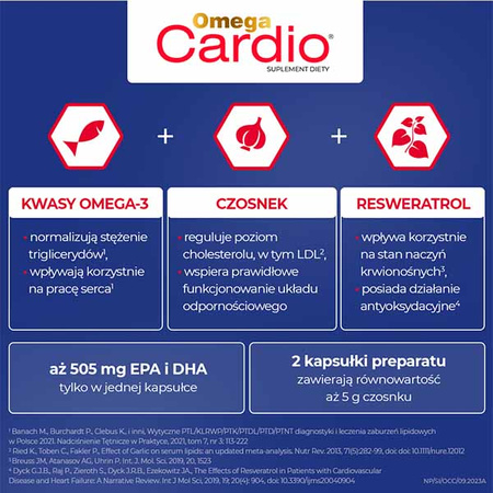 Omega Cardio + Czosnek 60 kapsułek DATA WAŻNOŚCI 30.04.2025