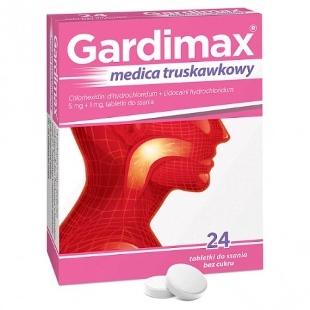 Gardimax Medica Junior truskawkowy, 24 tabletki do ssania ! 
