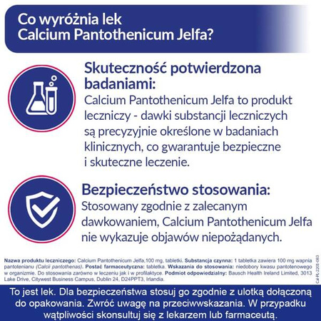 Calcium Pantothenicum Jelfa 100mg x 50 tabletek 