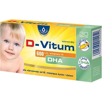 D-Vitum 600 j.m z witaminą D i DHA dla dzieci 30 kapsułki