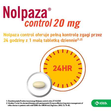 NOLPAZA CONTROL 20mg x 14 tabletek dojelitowych