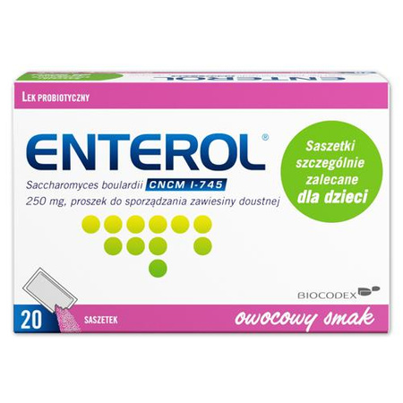Enterol, 250 mg, proszek do sporządzania zawiesiny doustnej , 20 saszetek