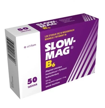 Slow-Mag B6 tabl.dojelit. 64mg Mg2+5mg 50 tabletek